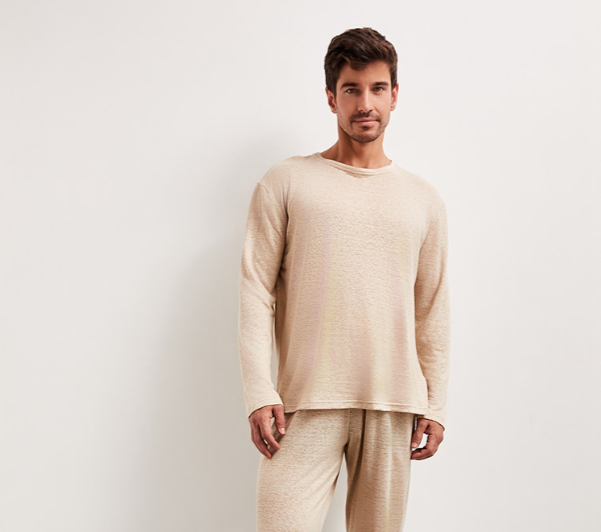 Мужская бежевая пижама из 100% конопли Uzor Wear